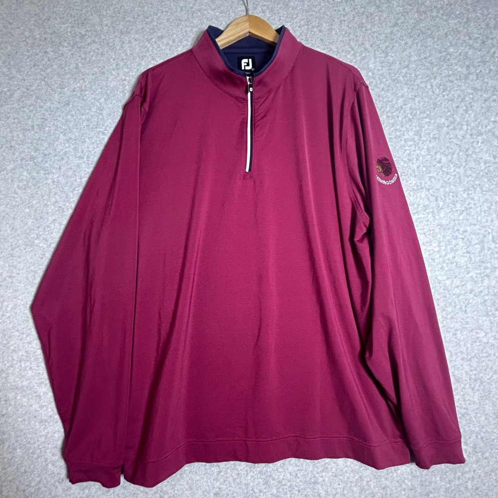 FootJoy Pullover Women 2XL Burgundy Stripe 1/4 Zip Meshingomesia Golfcore